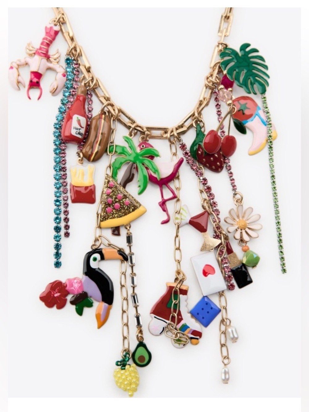 Zara charm link necklace, tropical